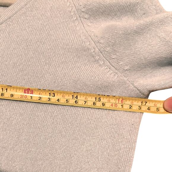 NWOT Scoop Neck Powder Blue  100% Cashmere Sweater Ruched Tie Sleeve, size XS - Picture 2 of 7